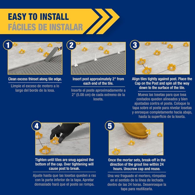 QEP 99839 LASH 360 Tile Leveling System 1/8" Posts (1,000 Pack)