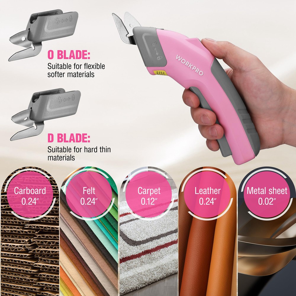 WORKPRO 4V Cordless Electric Scissors Rechargeable Powerful Shear Cutter 2 blade