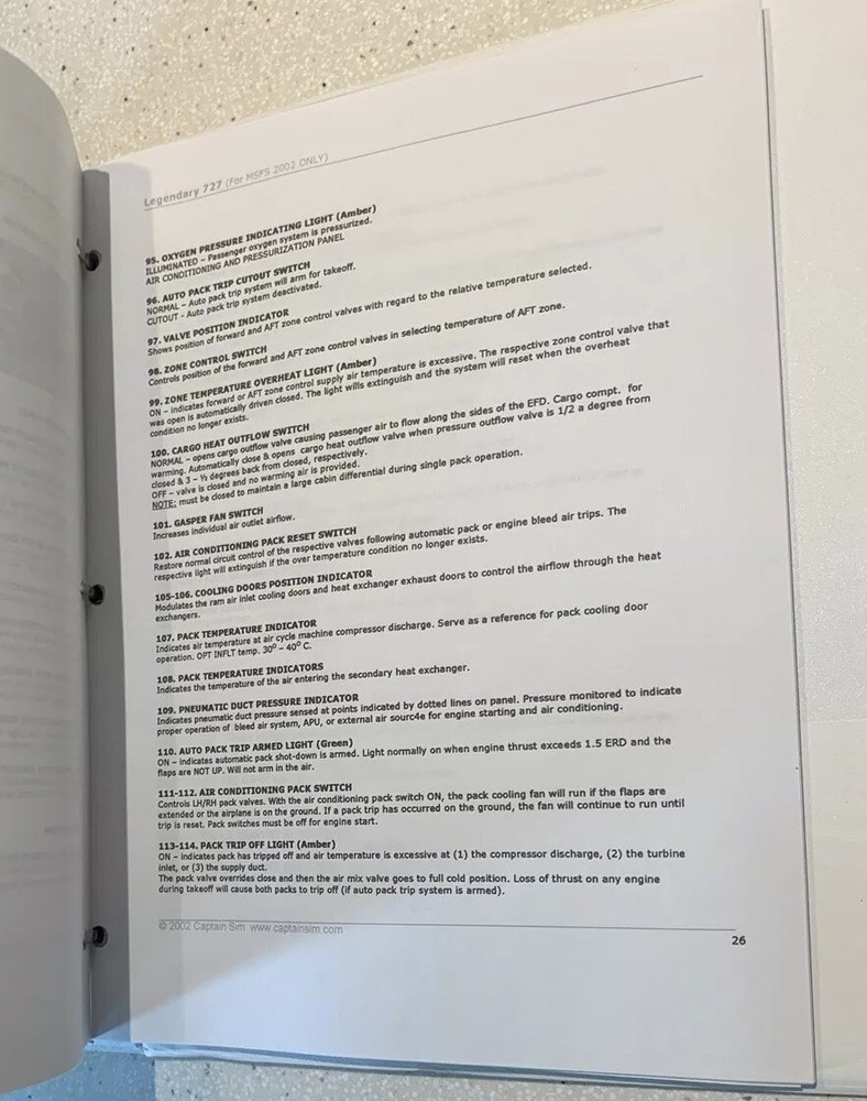 Legendary 727 Pilot Simulator Flight & Training Systems & Operations Manual 2002