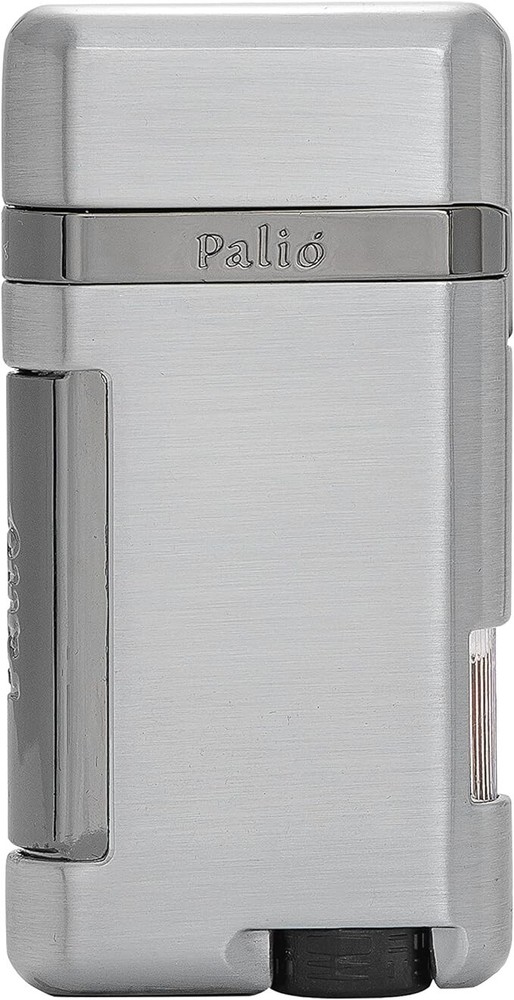 Palió Lazio Single Angled Jet Flame Cigar Lighter,  Refillable Adjustable,Silver
