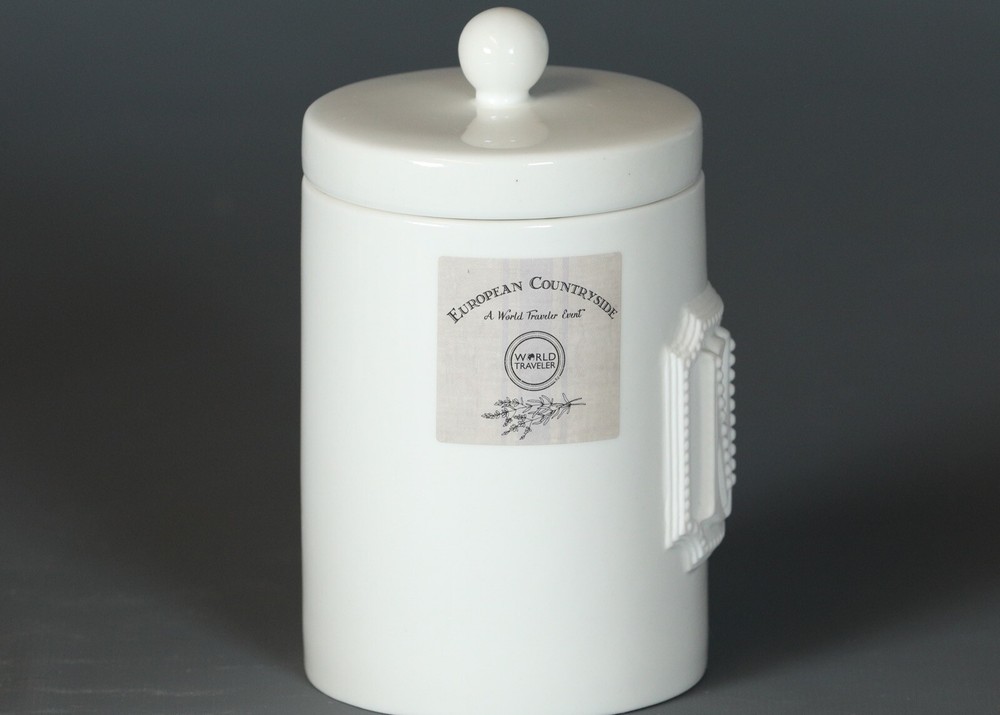 MATHILDE M. WHITE CERAMIC LIDDED COTTON BALLS JAR MEDIUM Size