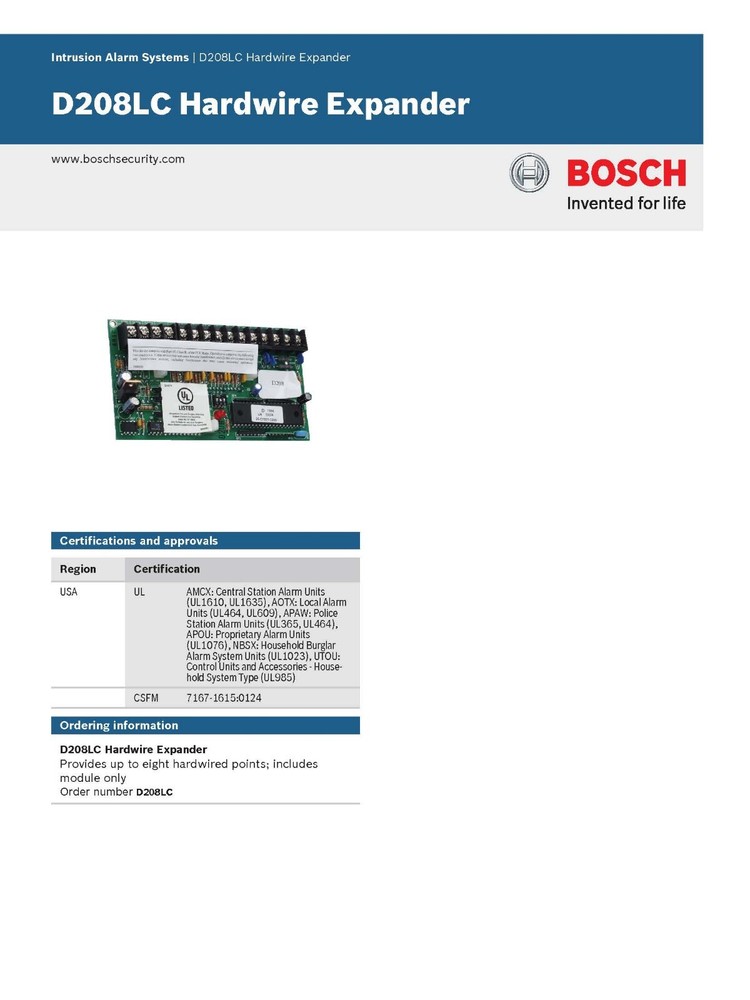 BOSCH D208LC Module - NEW (open box)