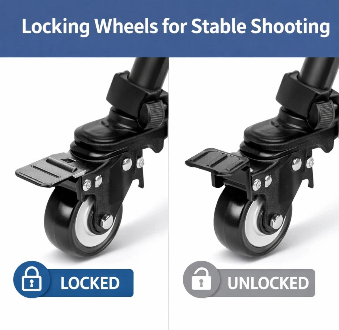 Professional Camera Tripod Dolly Folding Heavy Duty Wheels