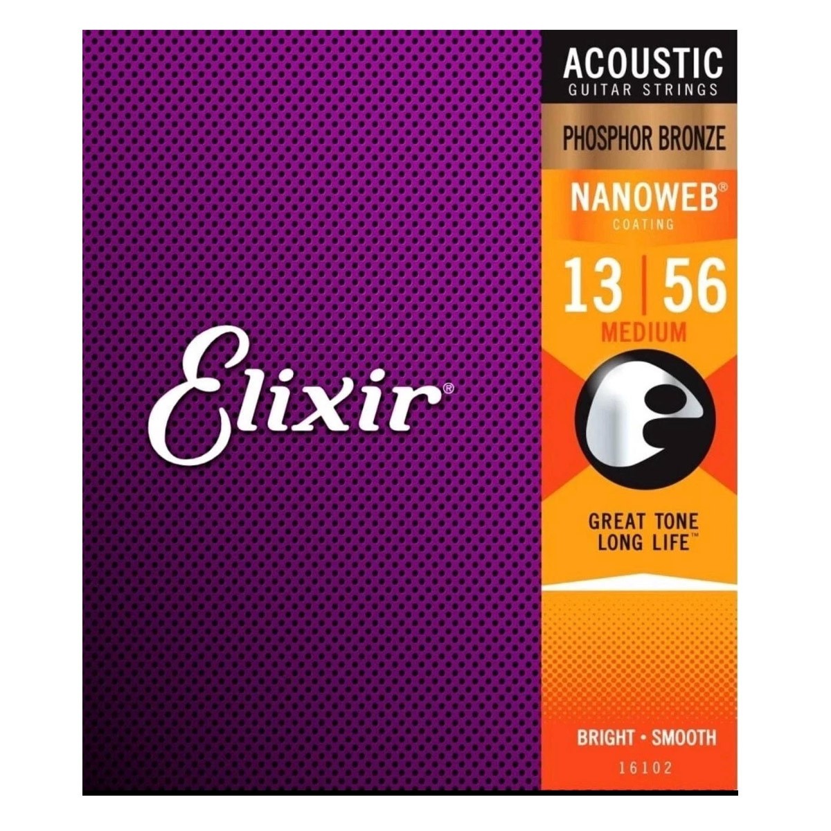 Elixir Acoustic Guitar Strings Phosphor Bronze Nanoweb Coated Medium 13-56 CE