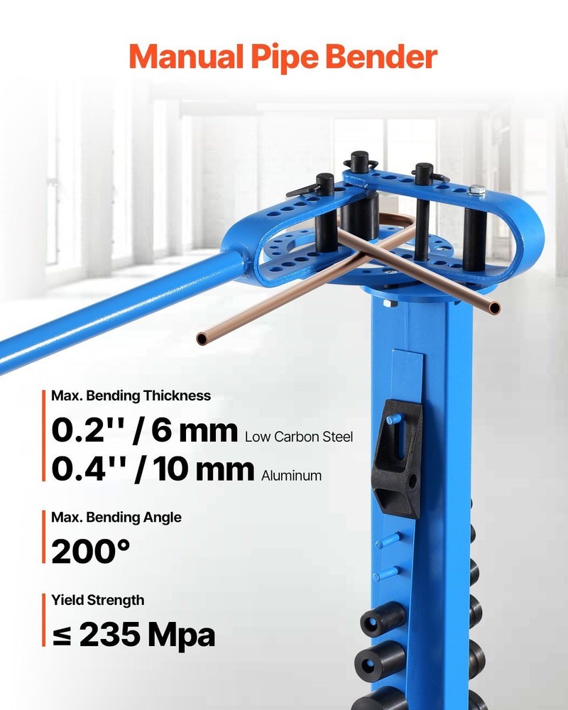 Heavy-Duty 200-Degree Manual Pipe Bender with Complete Die Set