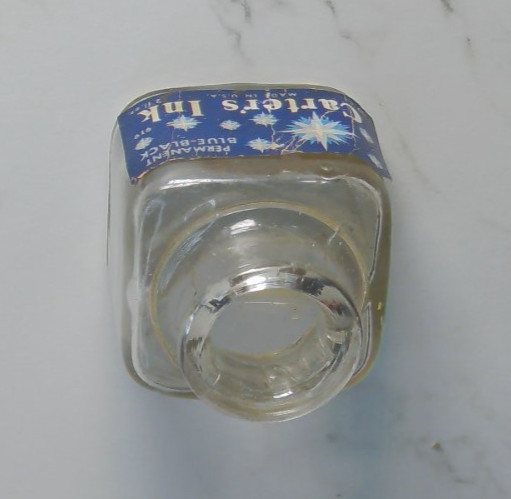 Antique Carter’s Ink Bottle 1 1/4 oz Blue Black Vintage Fountain Pen US Pat. 2x2