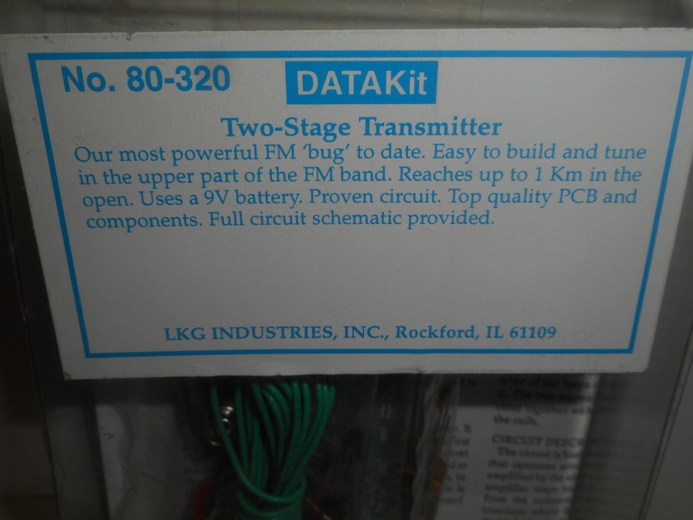 Two Stage FM TRANSMITTER KIT No. 80-320 LKG Industries Build Your Own DATA KIT