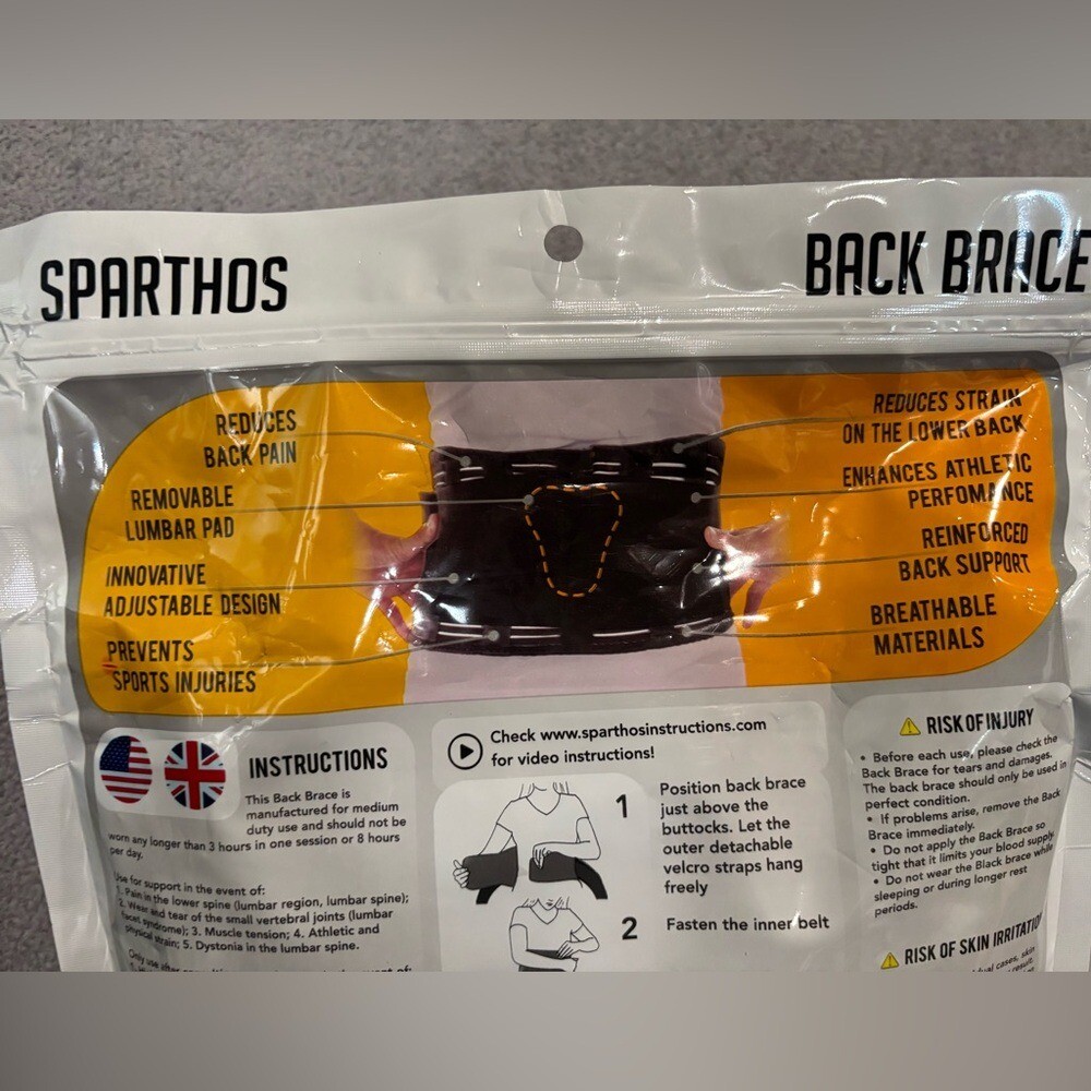 Sparthos Back Support Belt-Relief from Back Pain,Sciatica,Herniated Disc (Small)