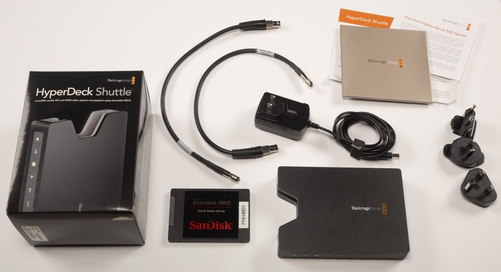 Blackmagic Design HyperDeck Shuttle 2 with (2) MiniSDI Cables, Power Supply, SSD