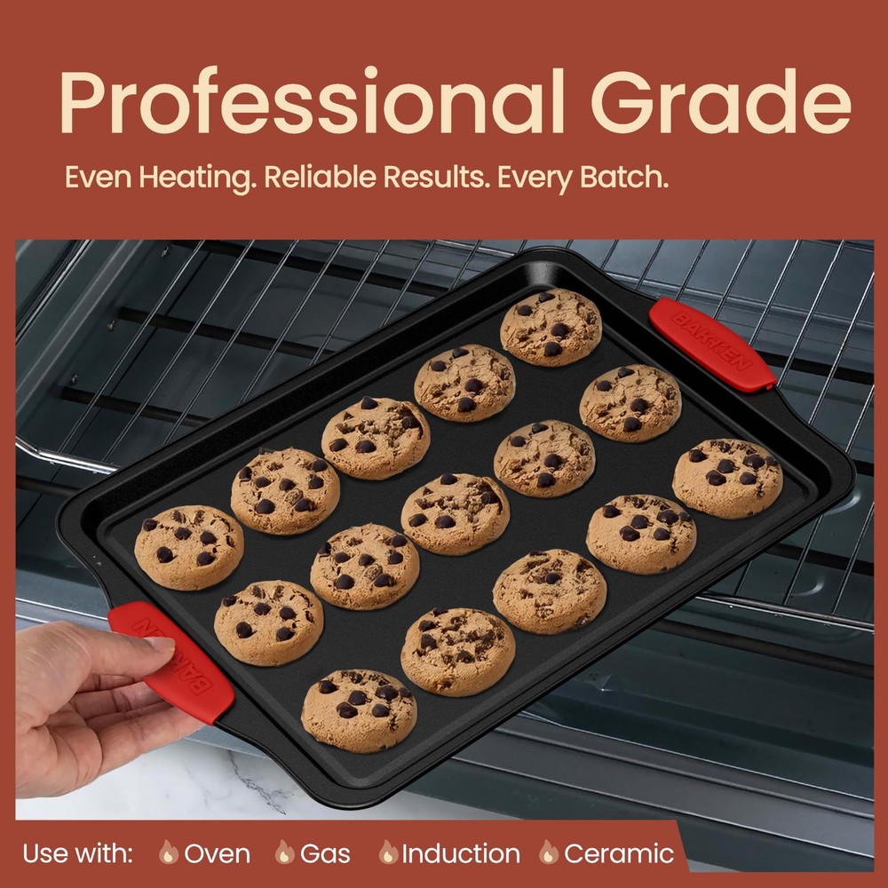 Baking Pan Set – 3 Piece Cookie Sheet – Deluxe Black 3 Set,