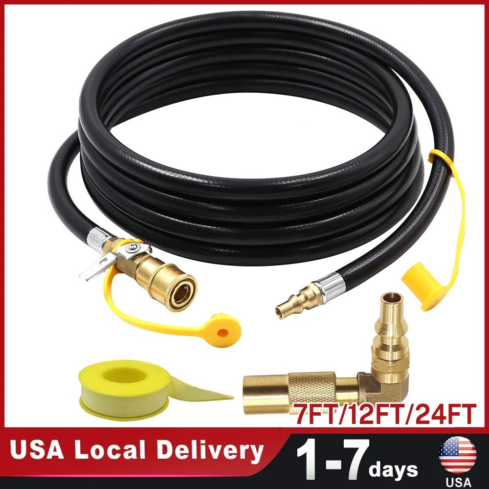 7FT 12FT 24FT Quick Connect Propane Hose for RV to Grill LP RV Hose with Adapter