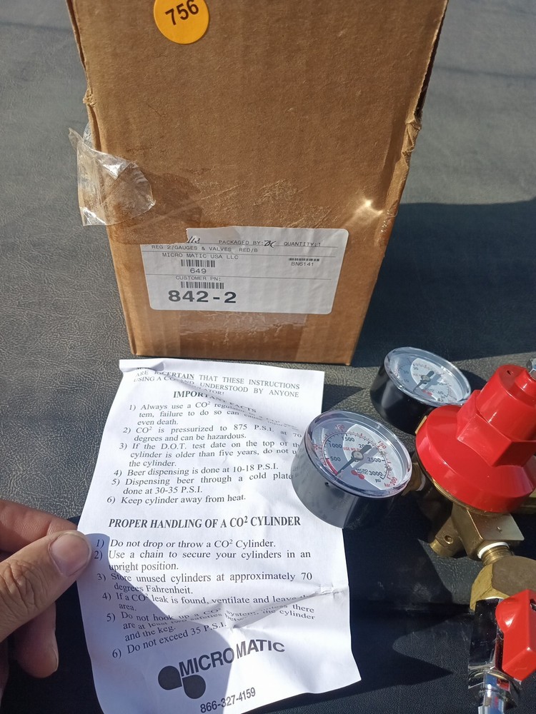 MicroMatic Primary Double Gauge Dual barb Co2 Regulator.
