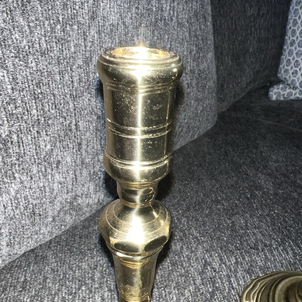 Vintage Forged Brass Heavy Candlestick 8.75"(E6)