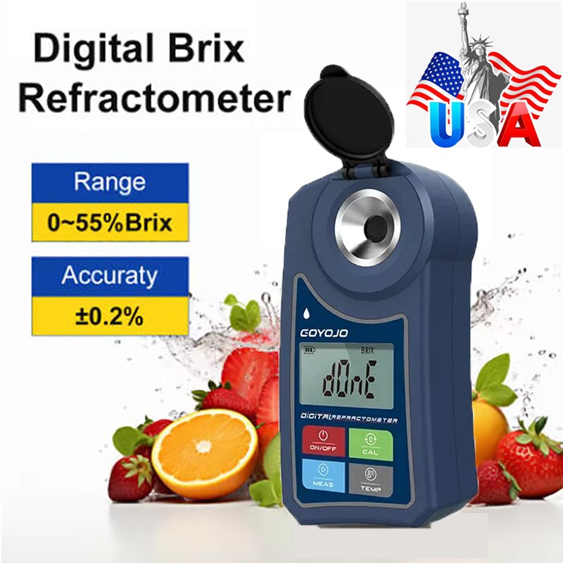 Digital Brix Refractometer Flagfront Brix Meter Sugar Fruits Refractometer 0-55%