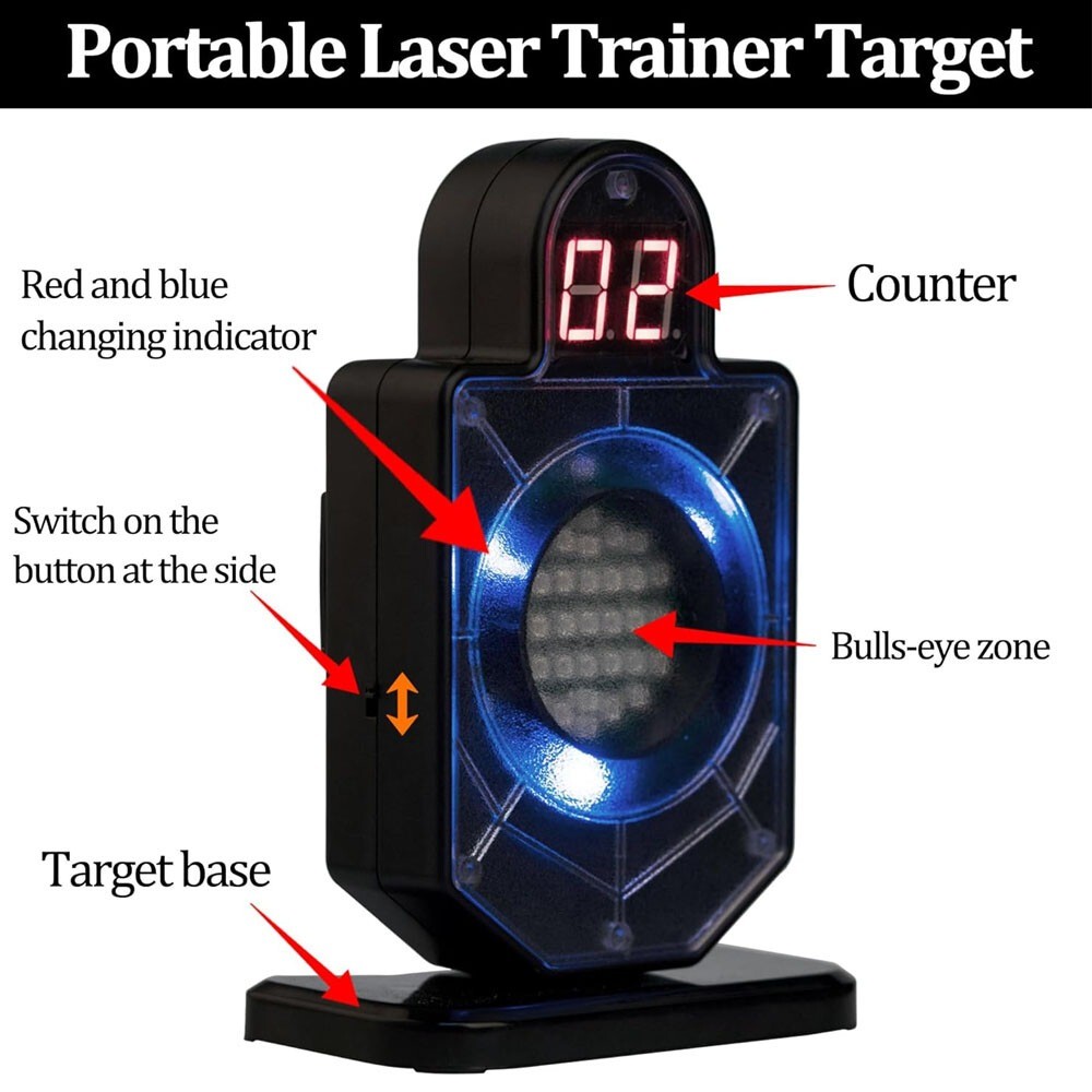 Portable Laser Trainer Target for Dry Fire Practice and Reactive Laser Shooting