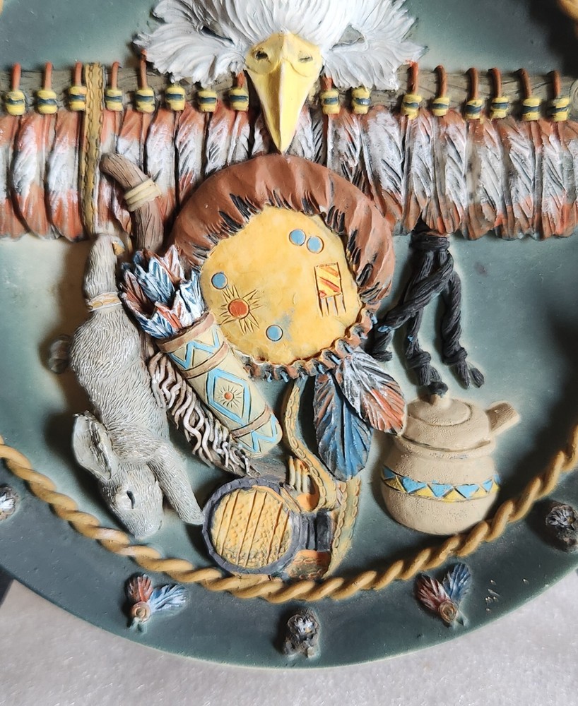 Native American Themed with Eagle Collectible Plaque 5¾"