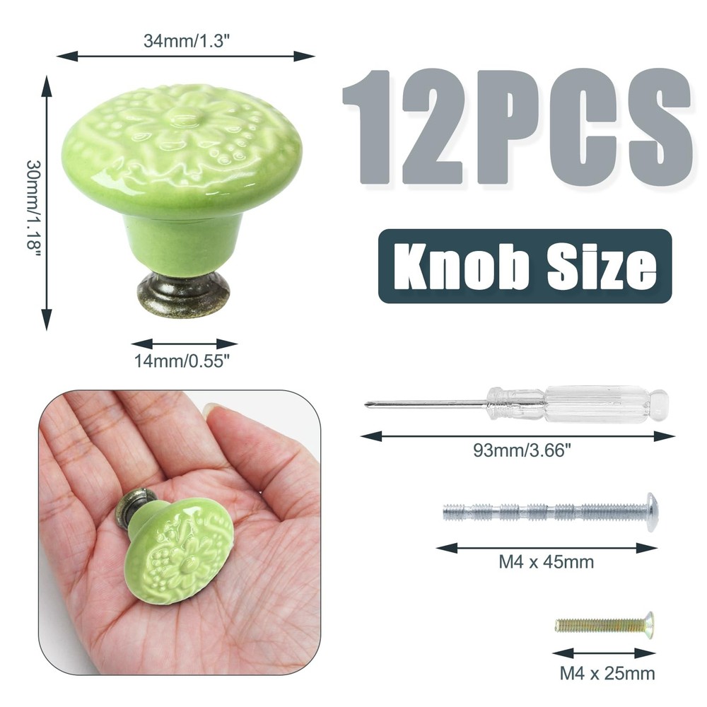 Biaungdo 12 Pcs Retro Vintage Round Drawer Knobs, Decorative Pulls and Handle...