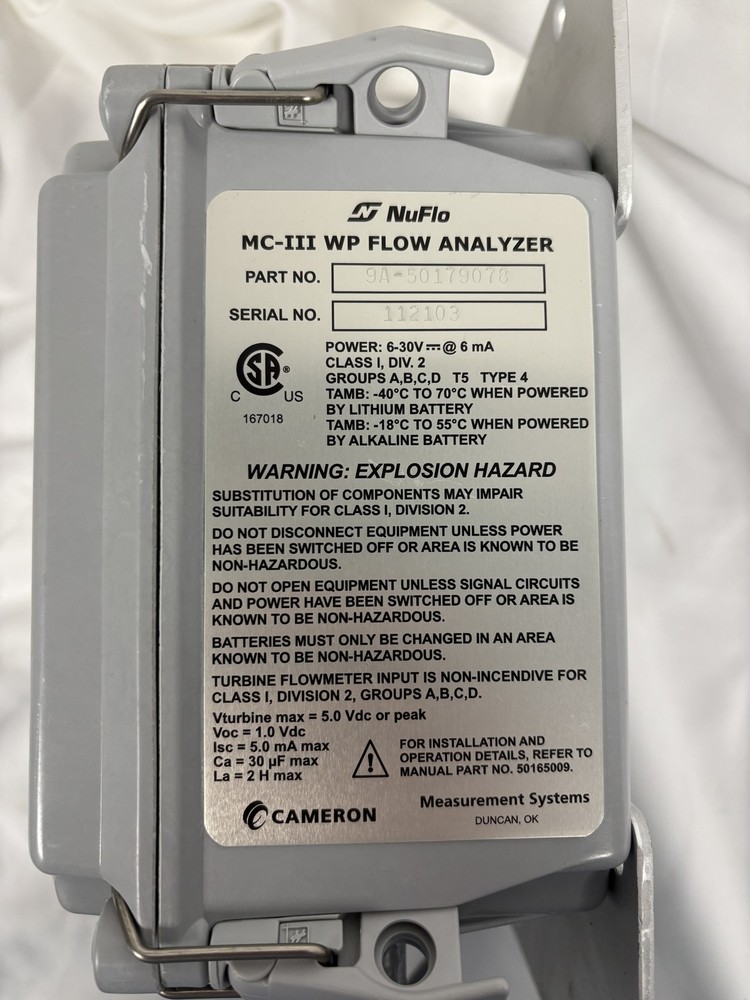 NUFLO MC-III WP FLOW ANALYZER 9A-50179078