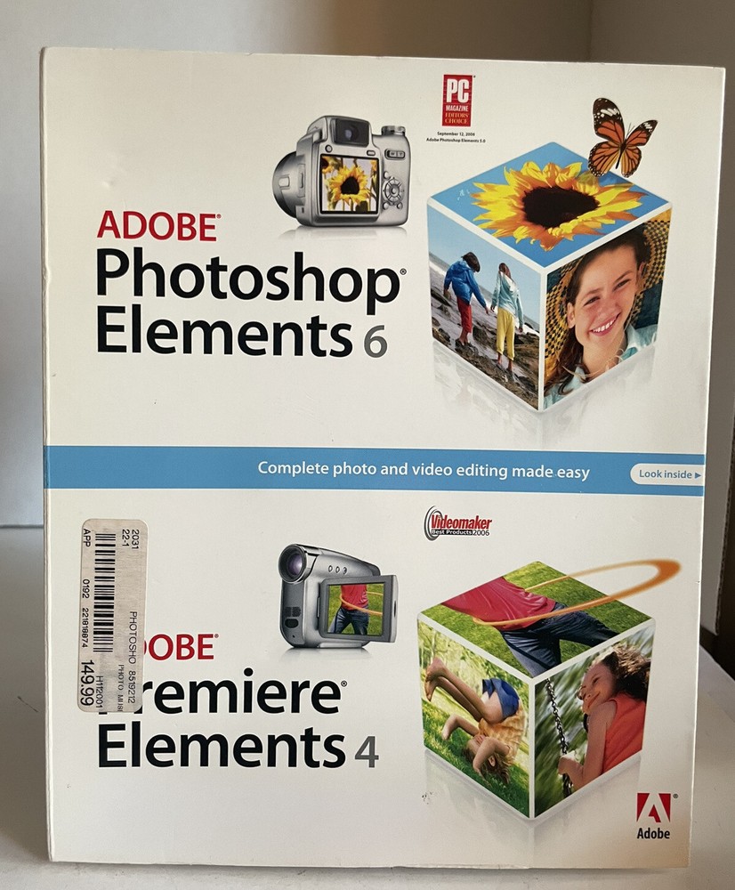 Adobe Photoshop Elements 6 PC Retail Big Box W/ Manual & Inserts + Studio Tech