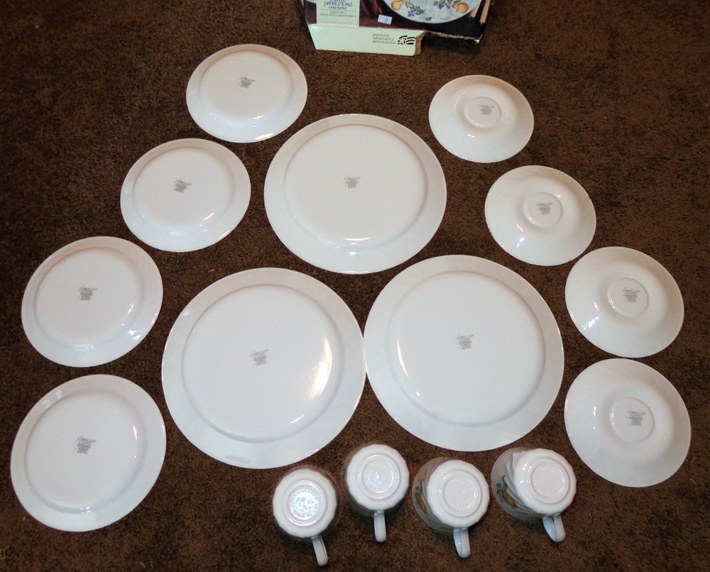 15 PC CORELLE CHUTNEY DINNERWARE SET CUPS DINNER BREAD PLATES FRUIT SWIRL IN BOX