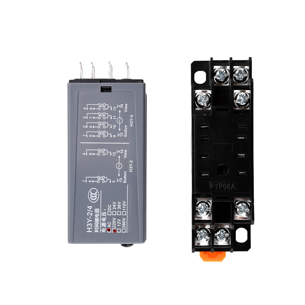 2Pcs Adjustable Digital Time Relay Cycle Time Delay Relay with Base AC 220V