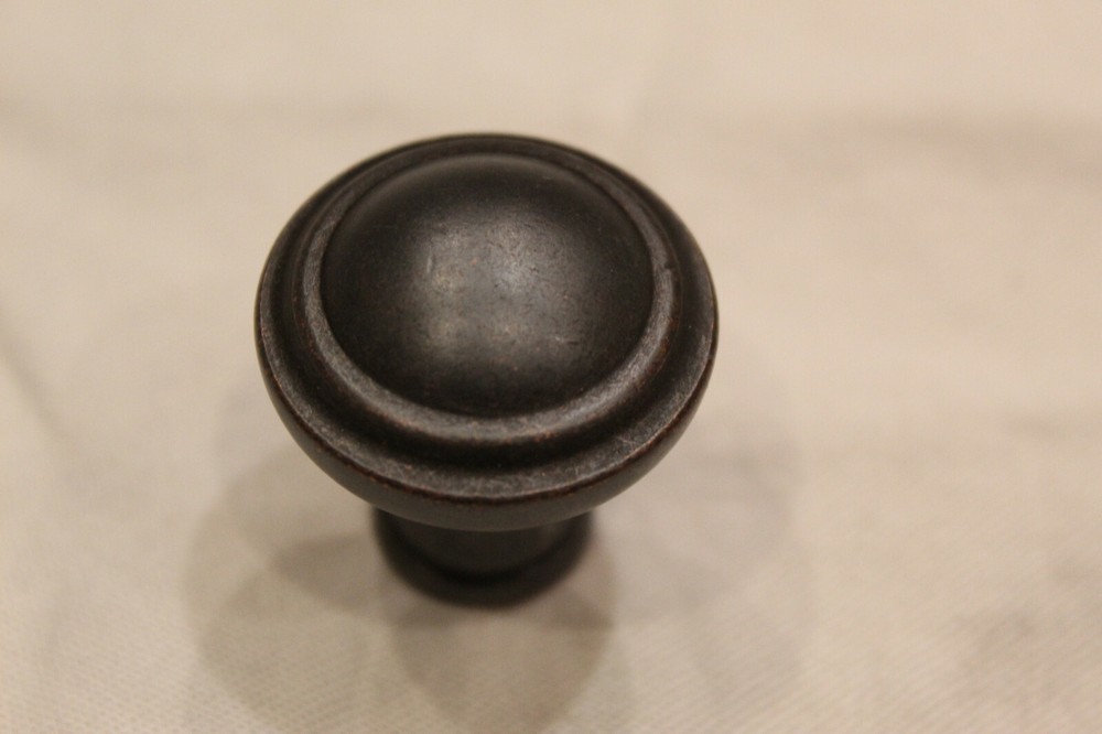 One Vintage Heavy Round Solid Brass or Bronze Cabinet Drawer Pull J-7