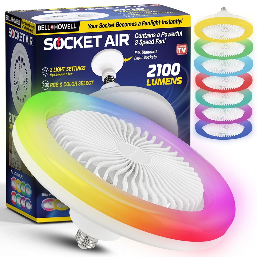 Bell + Howell Socket Fan Ceiling Fan Light Indoor with Remote Dimmable LED