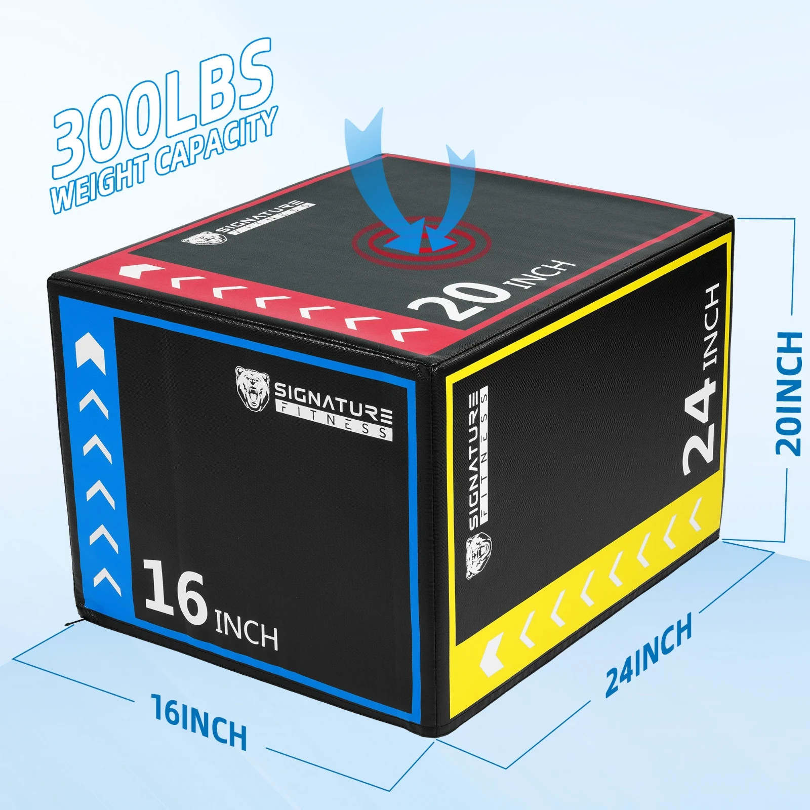 Signature Fitness 3-in-1 Foam Plyometric Jump Box, Adjustable Height 16/20/24 In