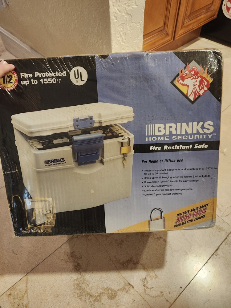 Brinks Home Security Locked Box Fire Safe Rated 1/2 Hour