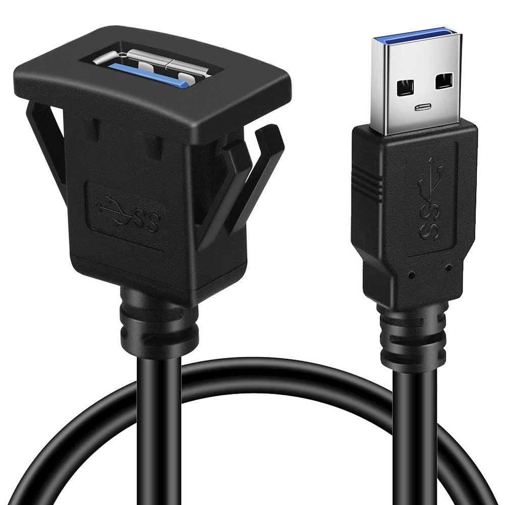 Square Single Port USB 30 Panel Flush Mount Cable 3ft