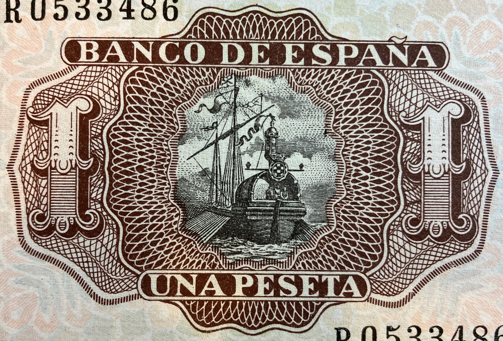 Spain Banknote. 1 Peseta. Dated 1953. Uncirculated Note.