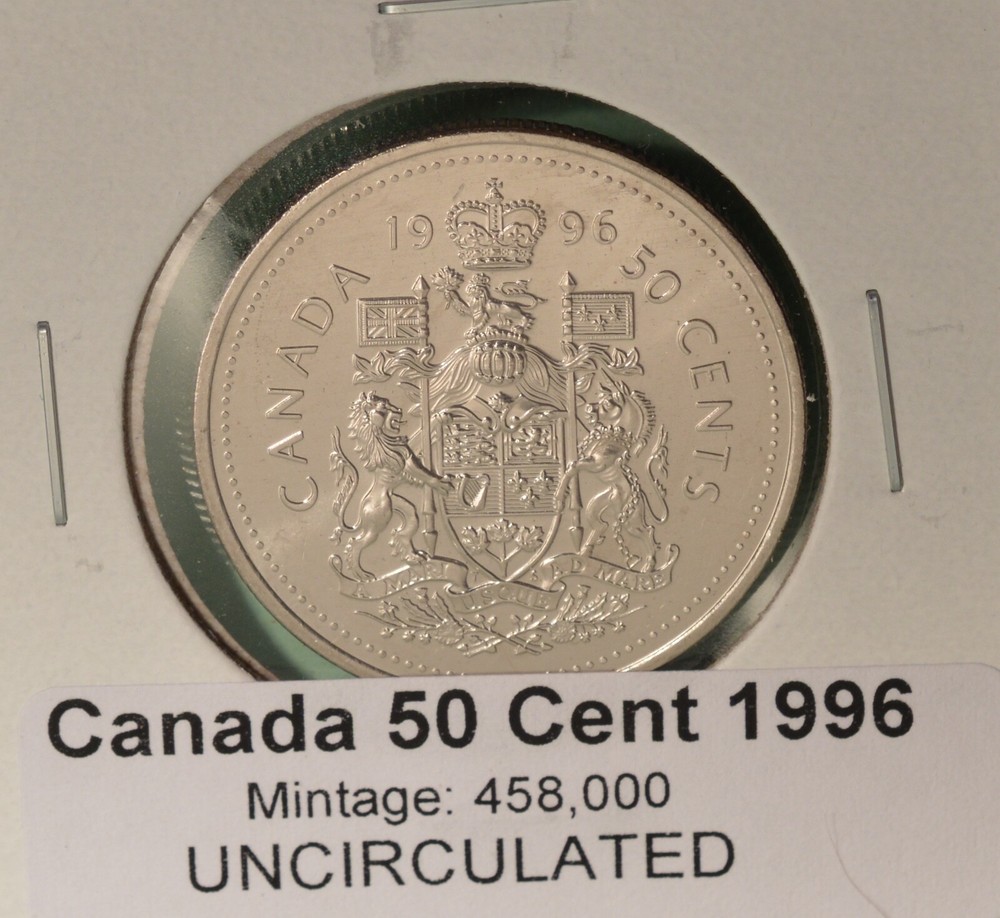 1996 Canada Fifty Cent - UNCIRCULATED - from original mint roll