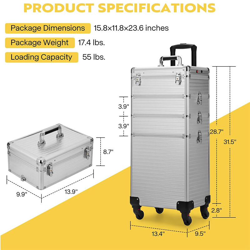 Professional Rolling Makeup Train Case Cosmetic Trolley Makeup Storage Organizer