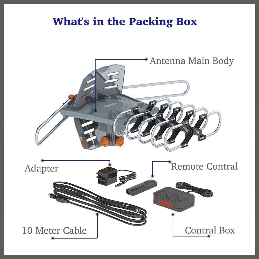 990 Mile Outdoor TV Antenna Motorized Amplified V/UHF HDTV 1080P 360° Video Home