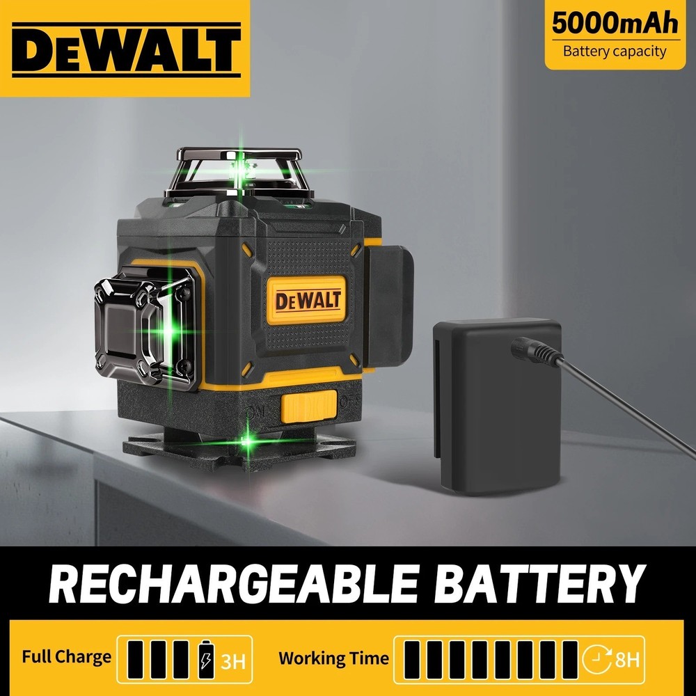 DEWALT 4D 16-Line Green Laser Level – 360° Horizontal & Vertical