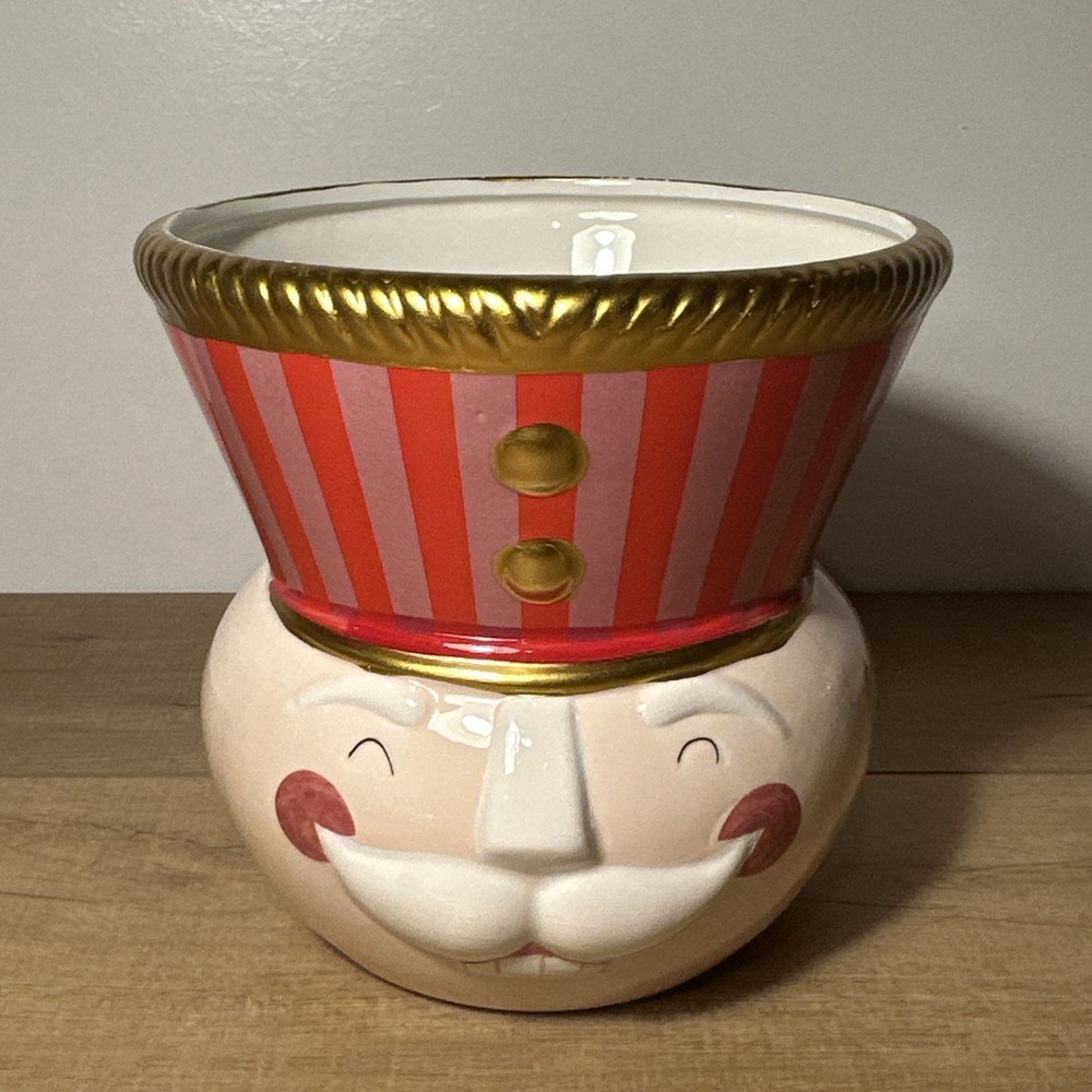 Large Ceramic Nutcracker Head Bowl - Red And Pink - Packed Party - 8”