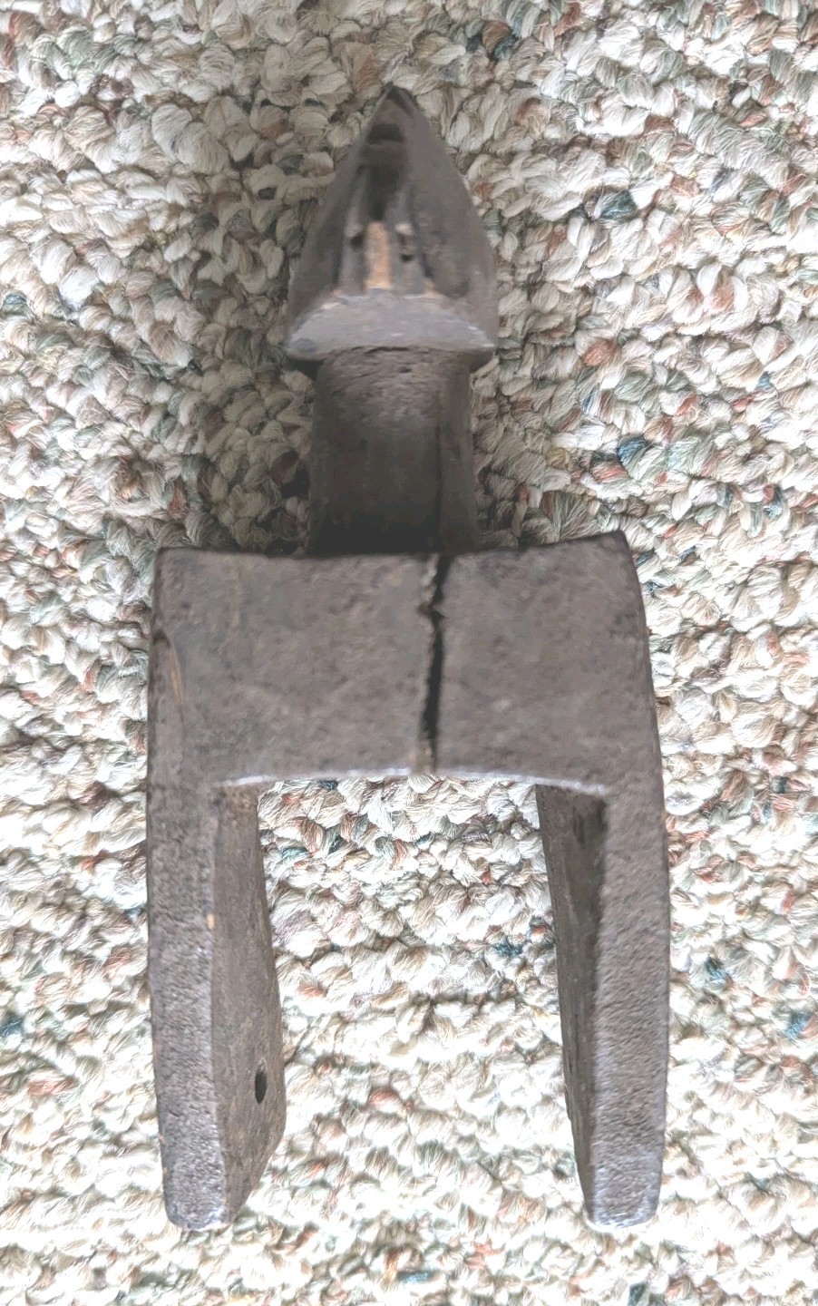 AFRICAN HEDDLE PULLEY ABSTRACT DESIGN TEXTILE WEAVING TOOL WOOD UTILITARIAN