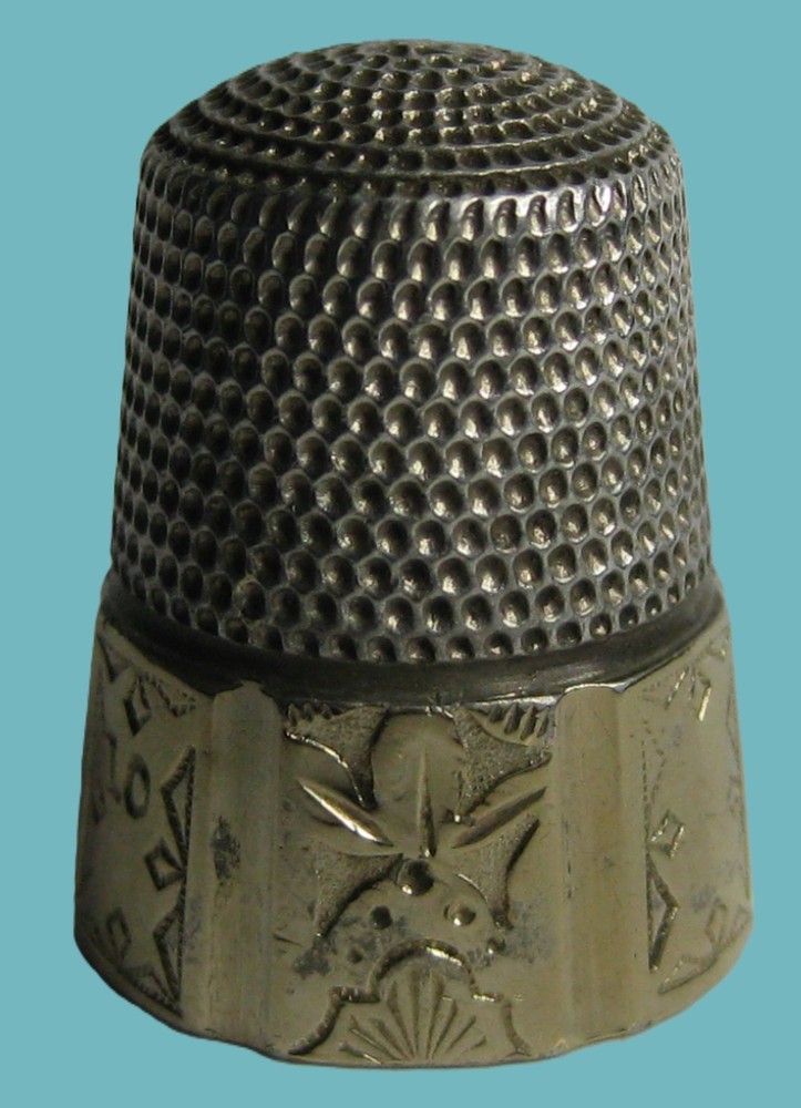 Antique Thimble Size 10 - Simons Bros - Sterling Silver Octagonal Etched Panels