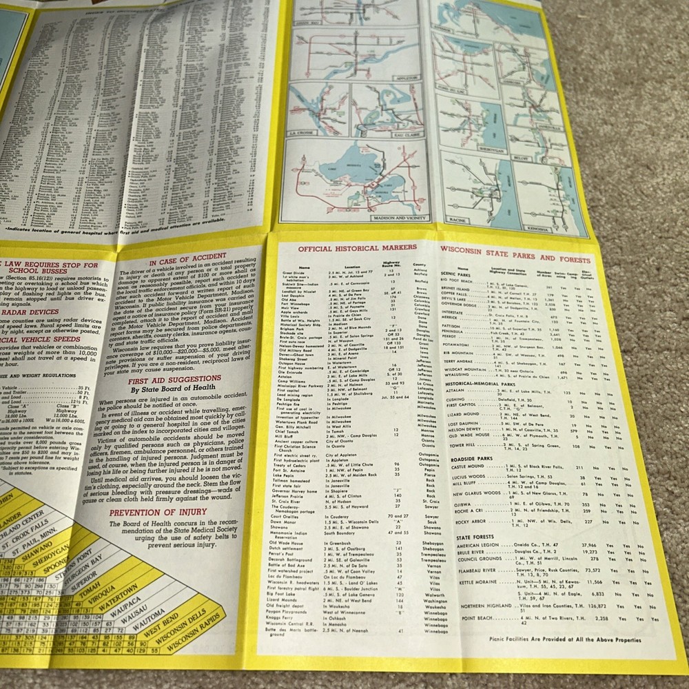 1957 WISCONSIN HIGHWAY MAP