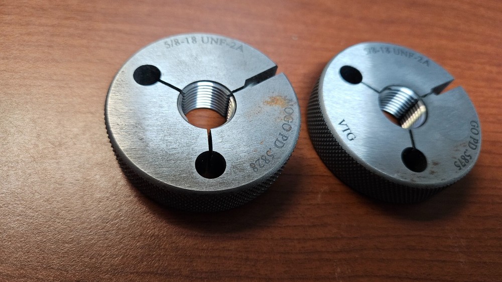 5/8"-18 Go/NoGo Class 2A Thread Ring Gage Vermont Gage
