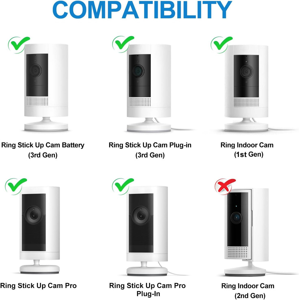2Pack Adjustable Security Wall Mount Bracket for Ring Stick up Cam & Ring Indoor