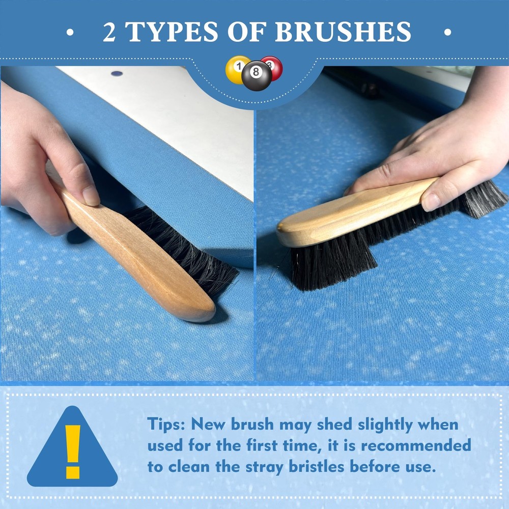 Pool Table Brush Set for Felt, Billiard Table Cleaning Accessories with 2 Woo...
