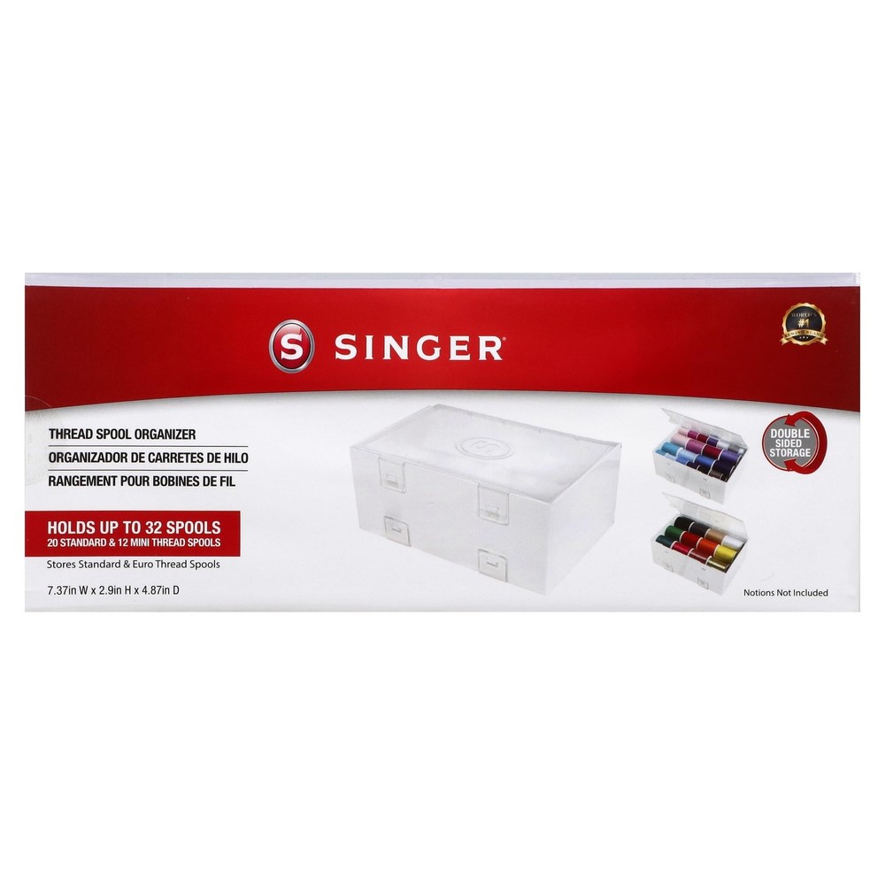 Singer Double-Sided Thread Spool Organizer - Clear Storage Sewing Box for Emb...