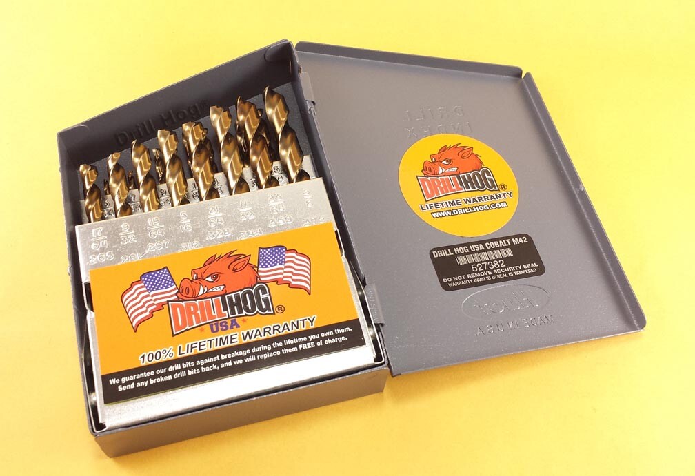 Drill Hog® USA 21 Pc Jr Drill Bit Set Index COBALT M42 HSSCO Lifetime Warranty