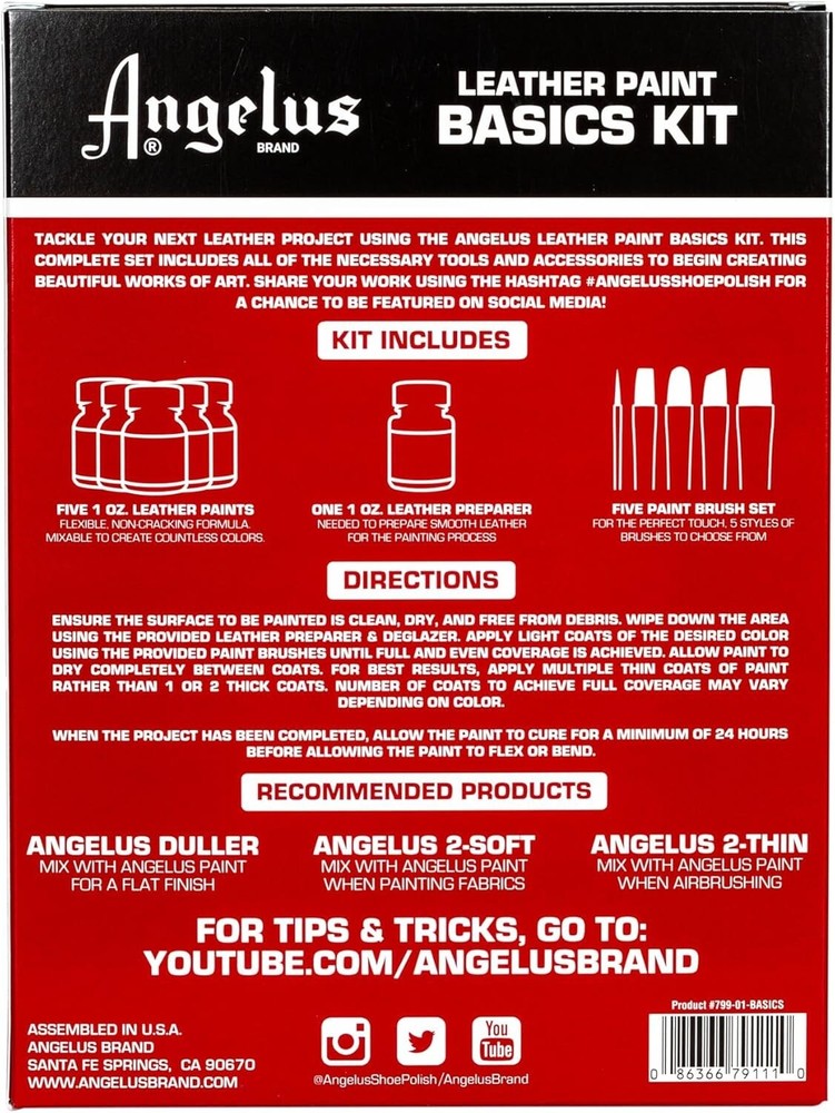 Angelus Acrylic Leather Paint Basics Kit