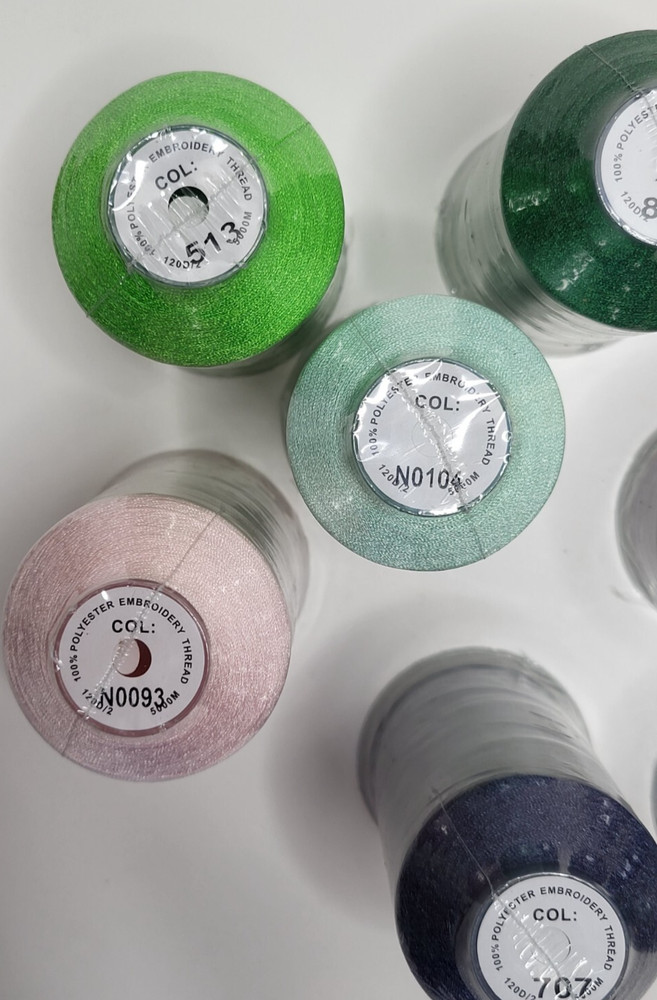 Embroidery Machine Thread Lot of 11 Spools Brothread 100% Polyester 5000M each