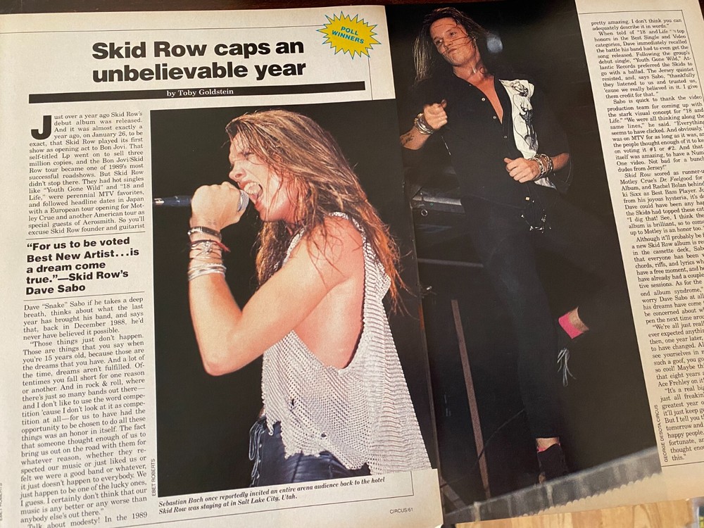 Skid Row, Two Page Vintage Clipping