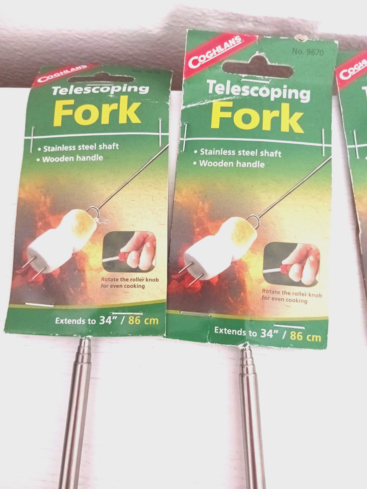 Coghlans Telescopic Roasting Forks Lot Of 3 New Extends 34" Hot Dog- Marshmallow