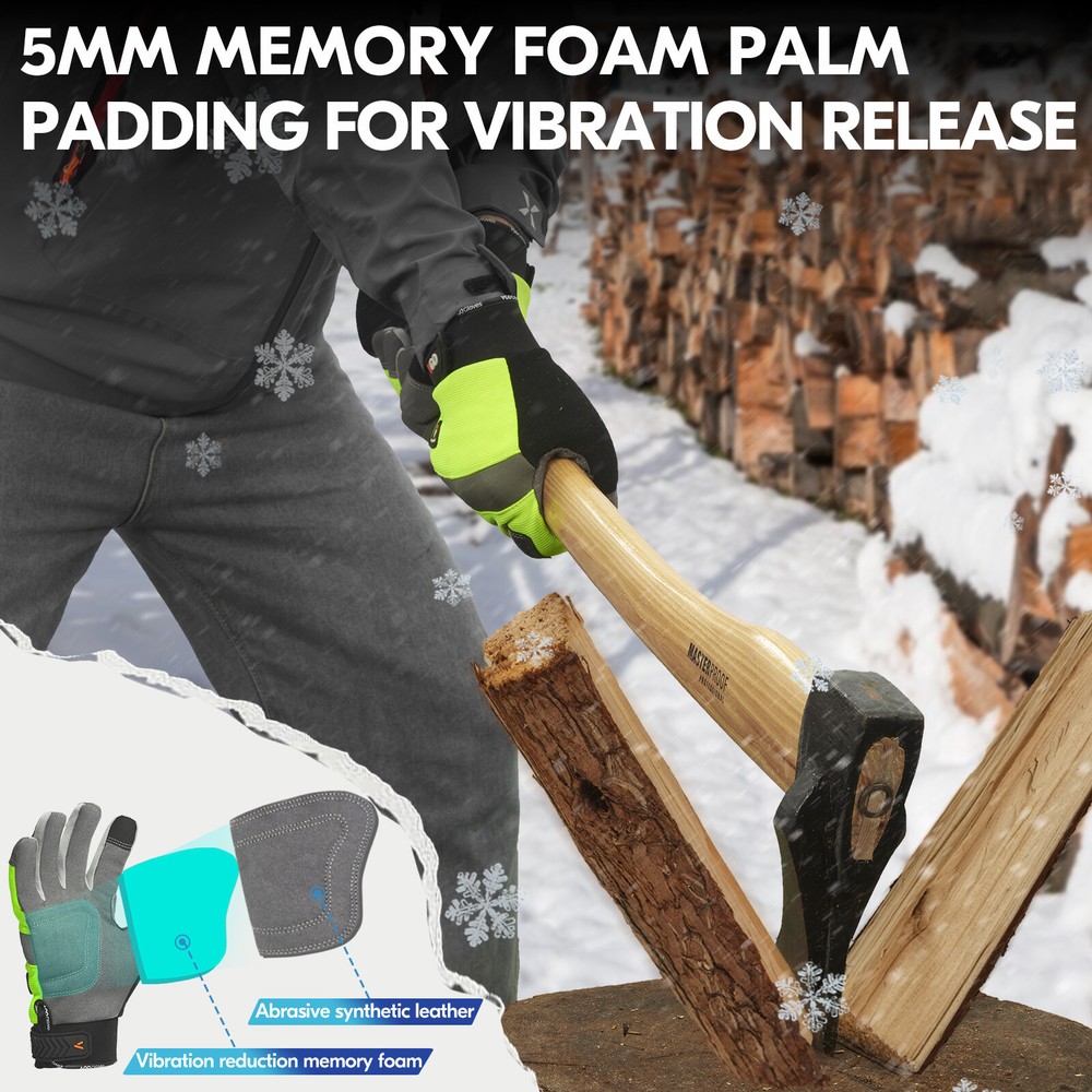 Vgo 1Pair 41℉ Lined Touchscreen Waterproof Winter Work Gloves (SL7584FLWP-GRE)