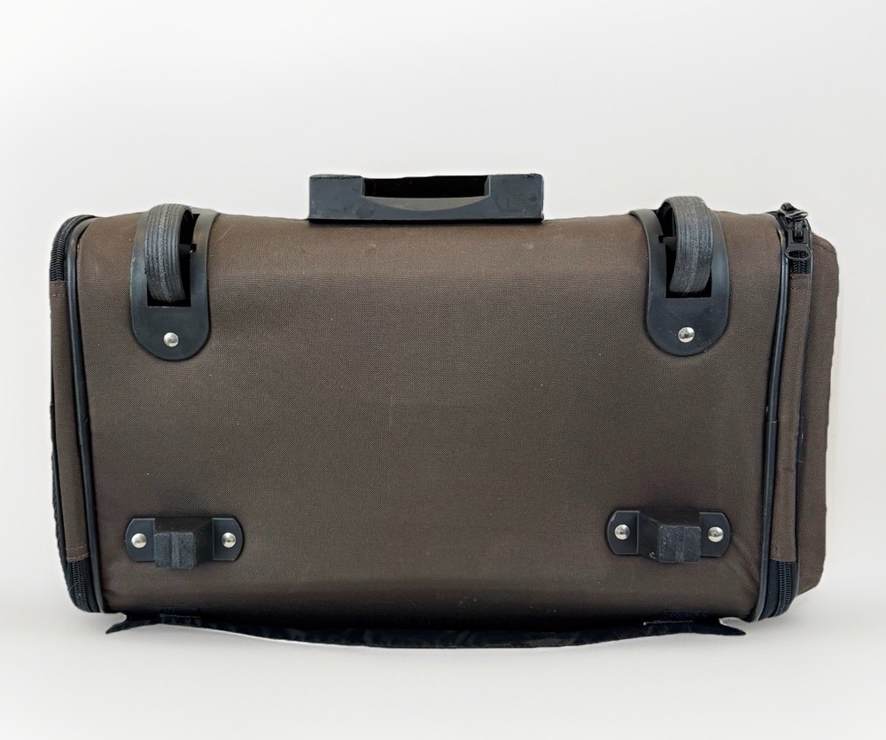 Premium Small Rolling Pet Carrier on Wheels, Pull Out Handle, Two Sided Vented